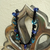 Crochet and glass bracelet - Dark blue - Thumbnail 2