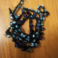 Crochet and glass bracelet - Dark blue - Thumbnail 1