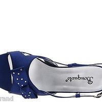Bouquets Rowena Ladies Sandals Size 8 W Blue Satin - Thumbnail 1