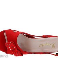 Bouquets Rowena Ladies Sandals Size 8 WW Red Satin - Thumbnail 1