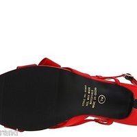 Bouquets Rowena Ladies Sandals Size 8 WW Red Satin - Thumbnail 2