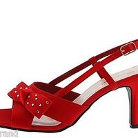 Bouquets Rowena Ladies Sandals Size 8 WW Red Satin - Thumbnail 3