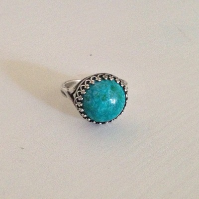 Teal marble stone ring
