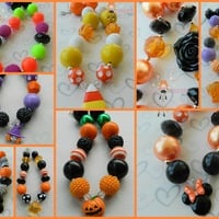 Holiday 3 pack special/Halloween/Fall/Christmas/Chunky Necklaces/Bubblegum Beads/Hair bow/Girls Jewelry/Photo Props - Thumbnail 2