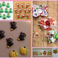Holiday 3 pack special/Halloween/Fall/Christmas/Chunky Necklaces/Bubblegum Beads/Hair bow/Girls Jewelry/Photo Props - Thumbnail 4