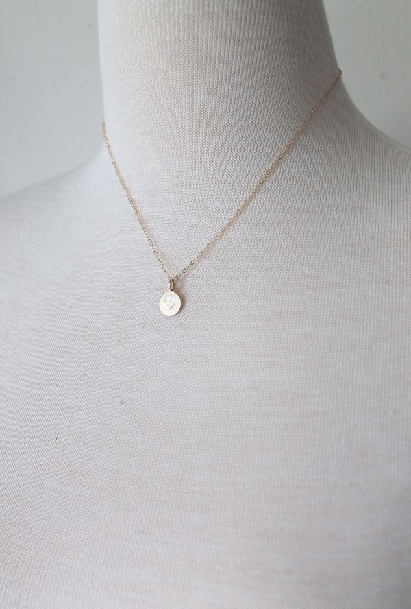 14k Gold Filled Heart Circle Tag Custom Necklace | Minimalism Jewelry | Heart Stamped Necklace