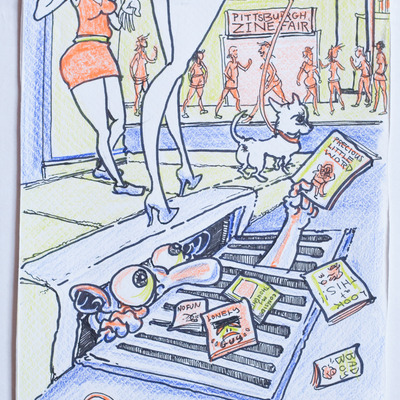 2014 pittsburgh zine fair badge original art (set of two)