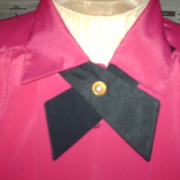 Fuschia & Black Accent Collar Corporate Blouse - Thumbnail 2
