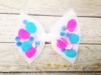 Cotton Candy Pom Pom Bow