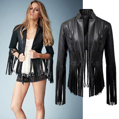 Tassel faux leather jacket