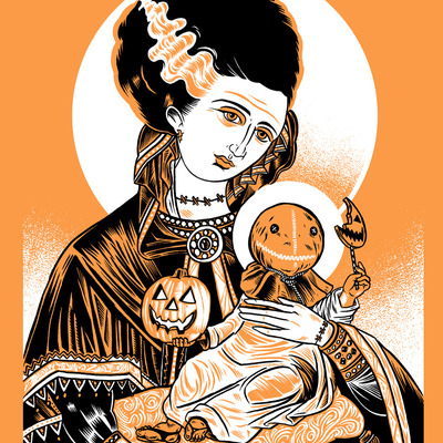 Halloween print - virgin bride of frankenstein 