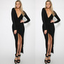 Ladies Long Sleeve Tie Maxi Dress - Thumbnail 1