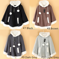 [8 Colors] Winter Candy Fleece Cloak Coat Hoodie Cape SP141334 - Thumbnail 3