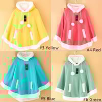[8 Colors] Winter Candy Fleece Cloak Coat Hoodie Cape SP141334 - Thumbnail 2