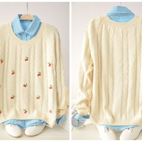 Autumn/Winter Cute Cherry Knitting  Loose Sweater Jumper Top Free Ship SP141330 - Thumbnail 1