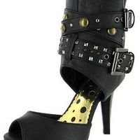 Inked Heel Buckle Boot Peep Toe Pump Sandal Super Rock $86 - Thumbnail 1