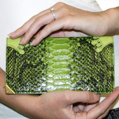 Ed hardy faux leather checkbook wallet snake green