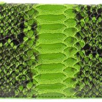 Ed Hardy Faux Leather Checkbook Wallet Snake Green - Thumbnail 1