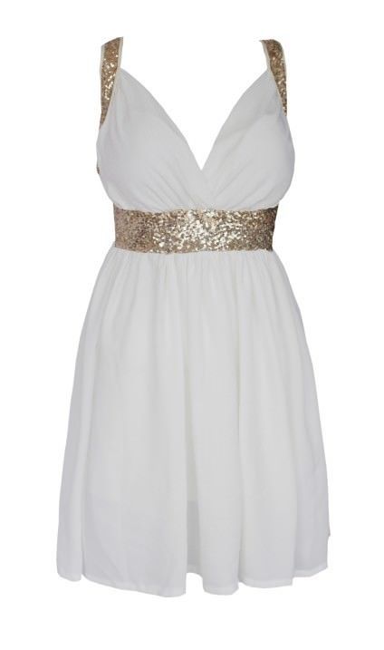 Sequins Teal Gold Chiffon Back Cross White