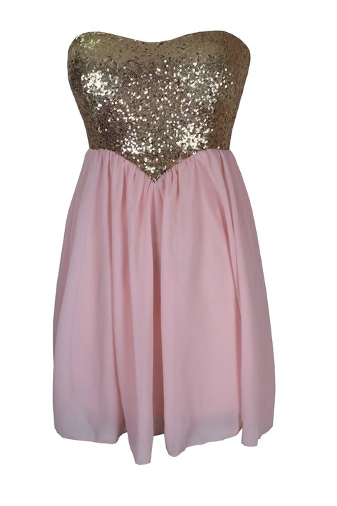 Sequins Sweetheart Neck Asymmetric Hem Stretch
