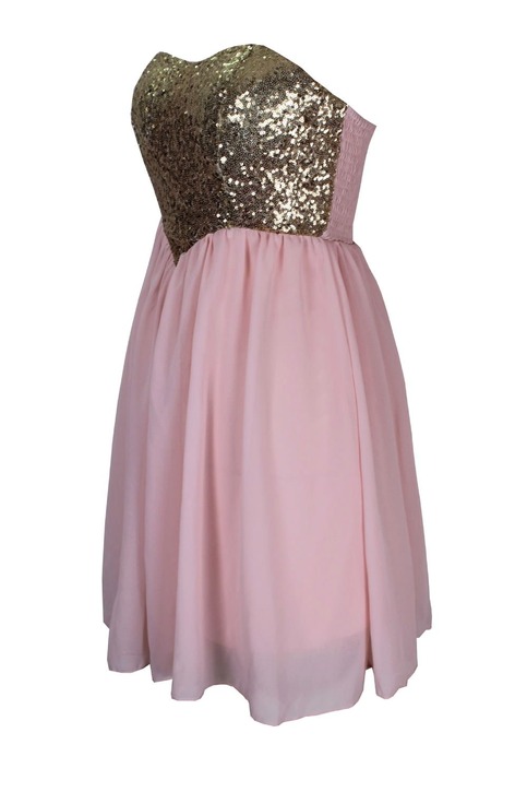 Sequins Sweetheart Neck Asymmetric Hem Stretch