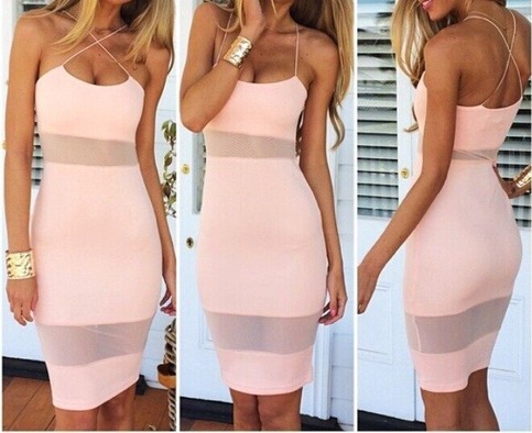 Pink Yarn splicing straps knit dress