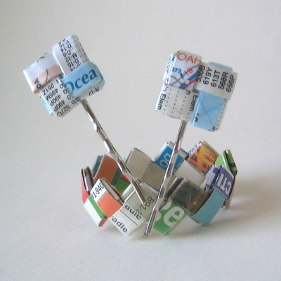 Hair Pin Pair - Eco-Chic Map Embellished