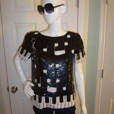 Vintage modi black sequins top size m-l