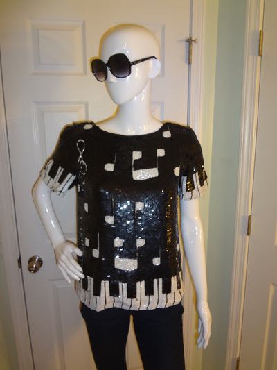 Vintage modi black sequins top size m-l