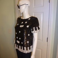 Vintage Modi Black Sequins Top Size M-L - Thumbnail 2