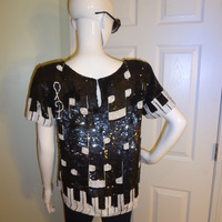 Vintage Modi Black Sequins Top Size M-L - Thumbnail 3