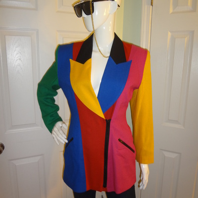 Vintage tina hagan muticolor half zip blazer size s-m