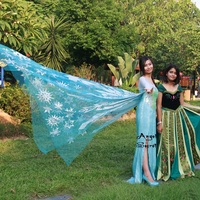 J889 Frozen Snow Queen Elsa Cosplay Costume iridescent bodice with long cape - Thumbnail 3