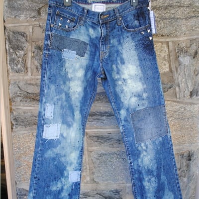 Bleached & patched jeans