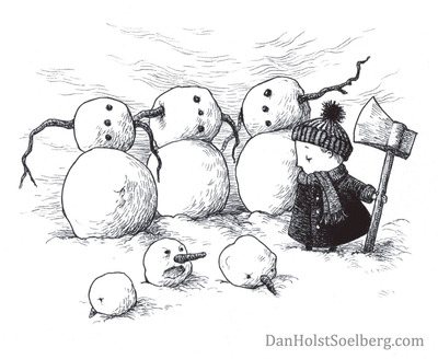Christmas card - Headless snowmen