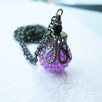 Violet Purple Single Bead Long Necklace - Thumbnail 2