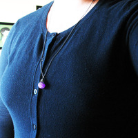 Violet Purple Single Bead Long Necklace - Thumbnail 3