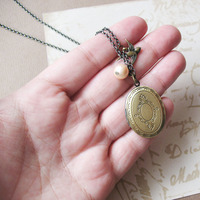 Locket With Bird Charm Necklace Long Necklace Jewelry - Thumbnail 2