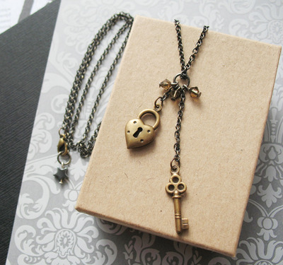 Heart Lock and Key Charm Necklace