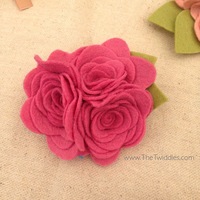Multi Flora Rose Barrette - Medium Felt Flower - Thumbnail 1