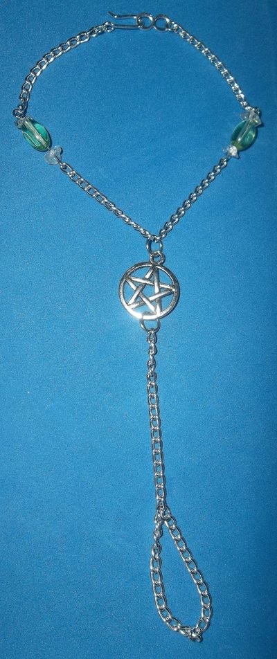 Green Pentacle Hand Bracelet
