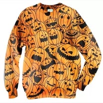 Free Shipping-ALL OVER PRINTED HALLOWEEN PUMPKIN SWEATSHIRT