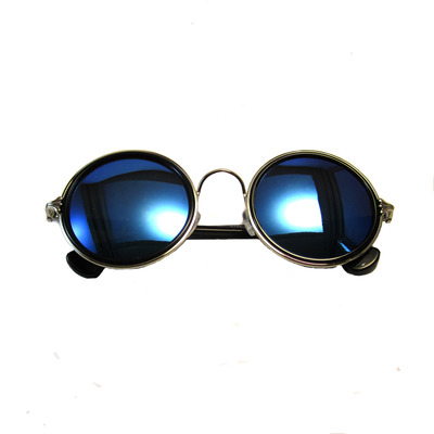 Reflection // blue metal mirrored round sunglasses
