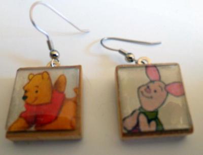 Piglet & winnie the pooh scrabble earrings