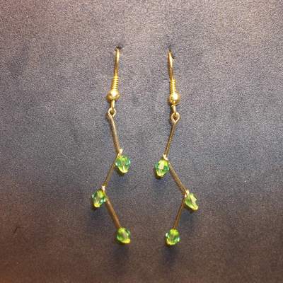 Green and gold zigzag earrings