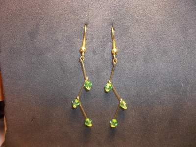 Green and gold zigzag earrings