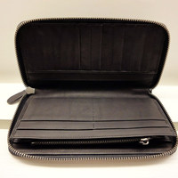 Black Nero Leather Woven Zip Around Wallet - Unisex - Thumbnail 4