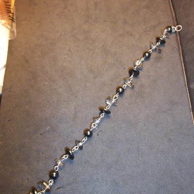 Hematite and smokey quartz bracelet
