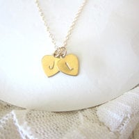 Personalized brass heart necklace, sweetheart  - Thumbnail 1