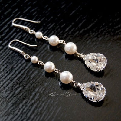  three swarovski pearl drop earrings - style # e149 : luxe in bloom